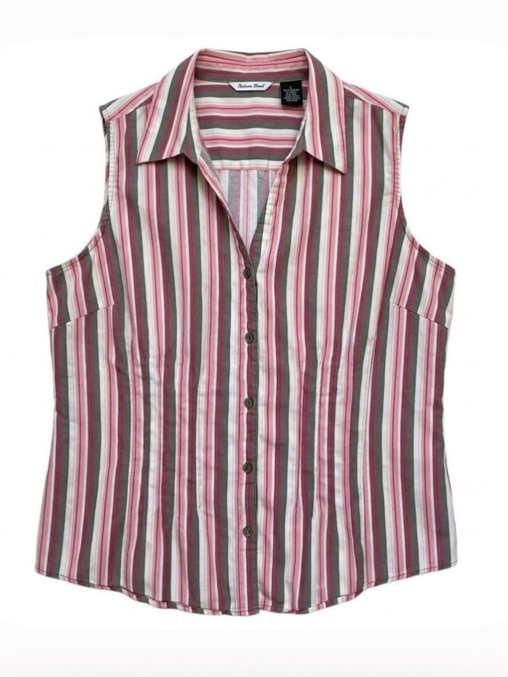 GOOD CLOTHES Vertical Striped Blouse, Women’s L, Pink Green White